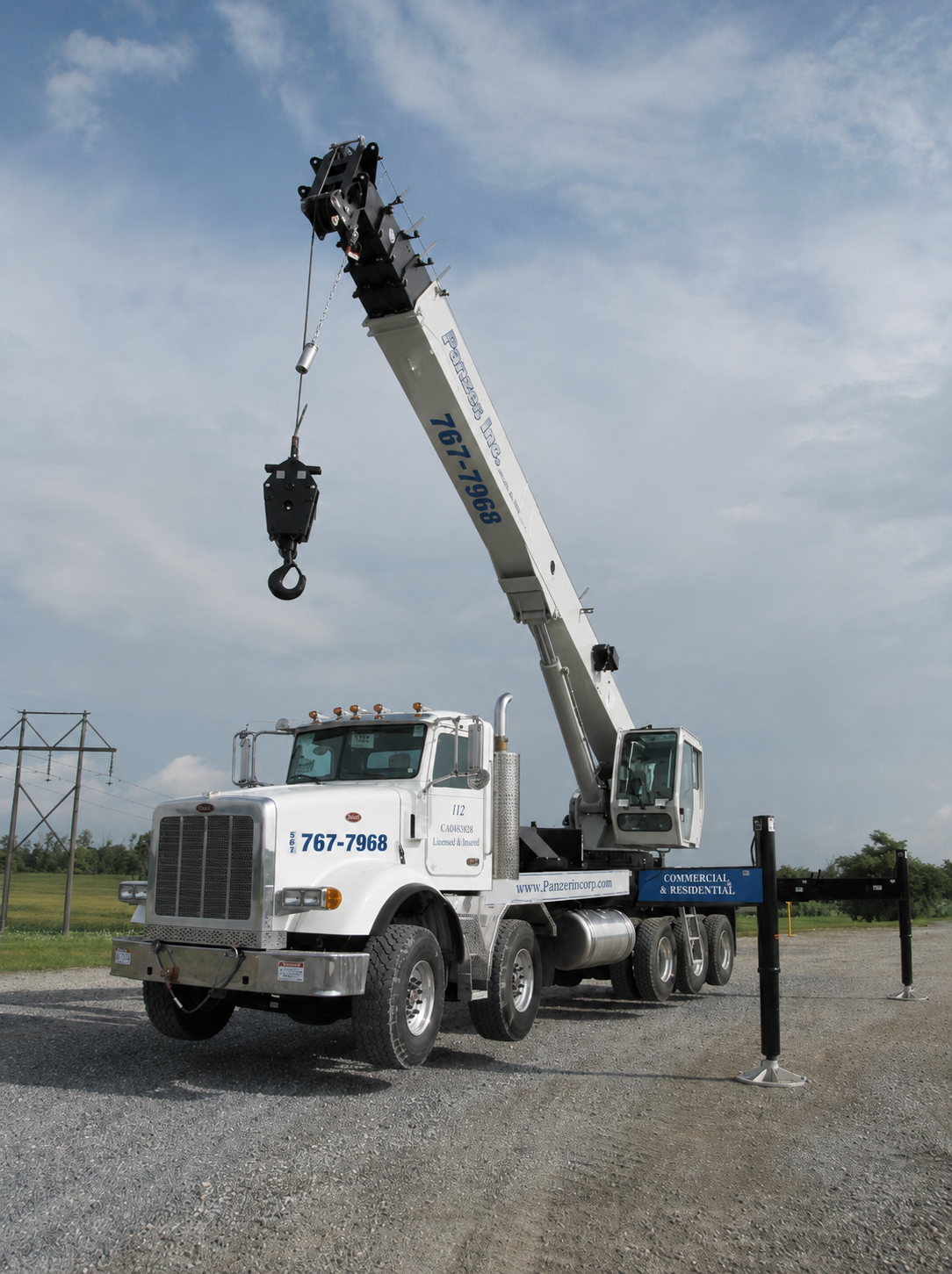 Panzer Inc. crane truck — Commercial & Residential HVAC